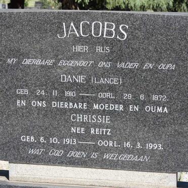 JACOBS Danie 1910-1972 &amp; Chrissie REITZ 1913-1993