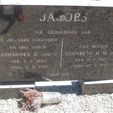 JACOBS Johannes G. 1894-1977 &amp; Elizabeth H.M. 1897-1981