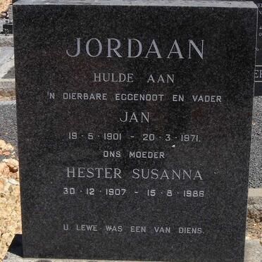 JORDAAN Jan 1901-1971 &amp; Hester Susanna 1907-1986