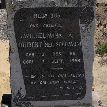 JOUBERT Wilhelmina A. nee SOLOMON 1881-1959