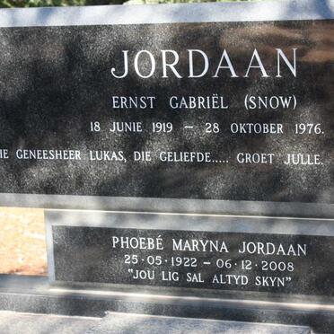 JORDAAN Ernst Gabriël 1919-1976 &amp; Phoebé Maryna 1922-2008