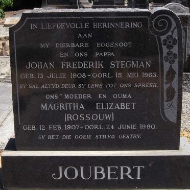 JOUBERT Johan Frederik Stegman 1908-1963 &amp; Magritha Elizabet ROSSOUW 1907-1990