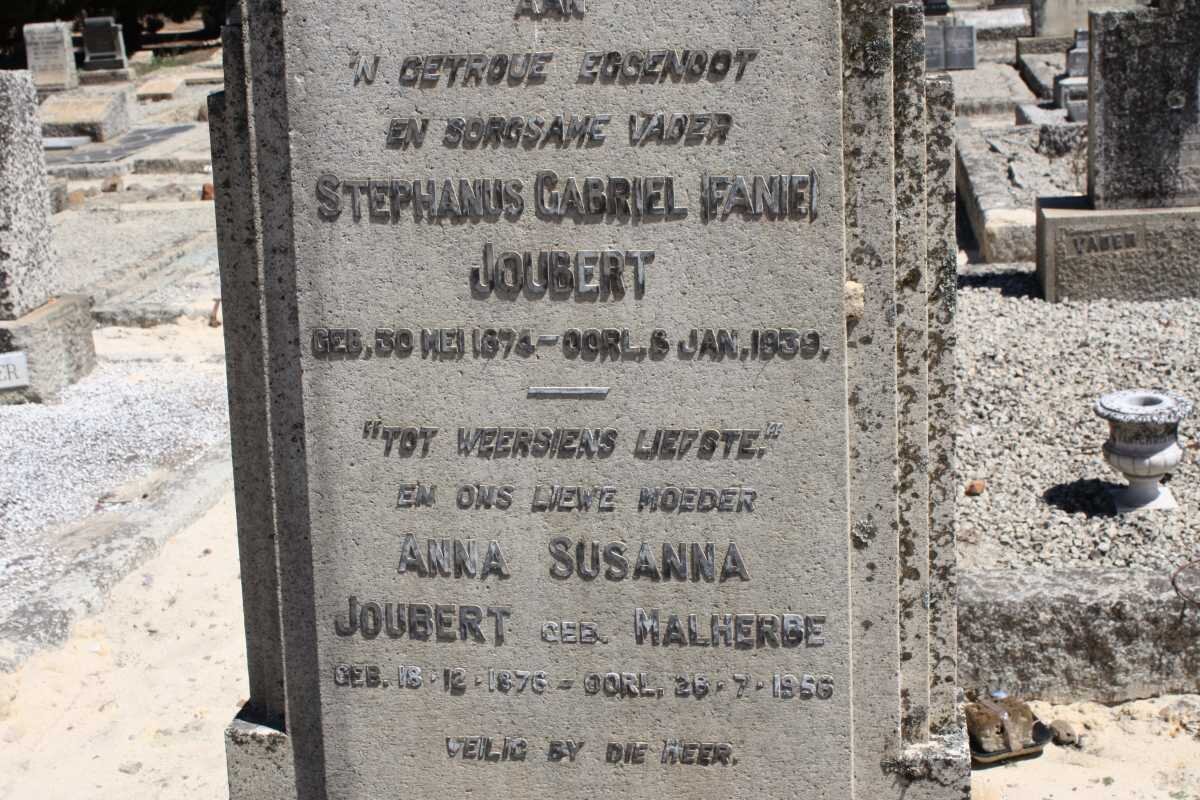 JOUBERT Stephanus Gabriel 1874-1939 &amp; Anna Susanna MALHERBE 1876-1956
