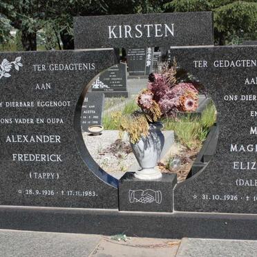 KIRSTEN Alexander Frederick 1926-1983 &amp; Maria Magdalena Elizabeth 1926-2005
