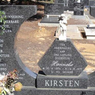 KIRSTEN Jan M. 1906-1982 &amp; Winnie E. 1917-1995 :: KIRSTEN Hannelie 1976-1977