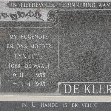 KLERK Lynette, de nee DE WAAL 1958-1995