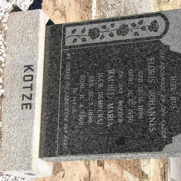 KOTZE Floris Johannes 1896-1956 &amp; Rachel Maria DEMPERS 1898-1986