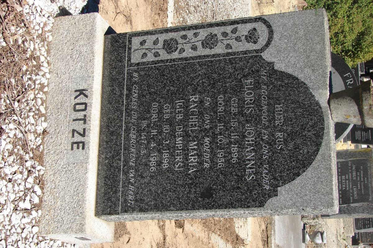 KOTZE Floris Johannes 1896-1956 &amp; Rachel Maria DEMPERS 1898-1986