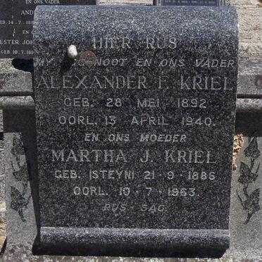 KRIEL Alexander F. 1892-1940 &amp; Martha J. STEYN 1886-1963