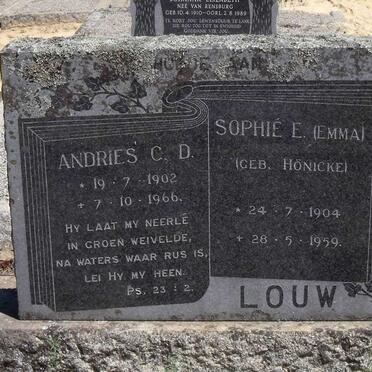 LOUW Andries C.D. 1902-1966 Sophie E. HONICKE 1904-1959