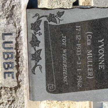 LUBBE Yvonne nee MULLER 1933-1962