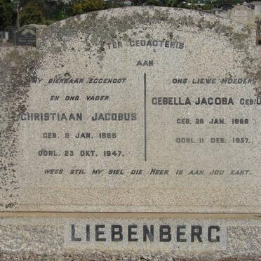 LIEBENBERG Christiaan Jacobus 1866-1947 & Cebella Jacoba UYS 1868-1957
