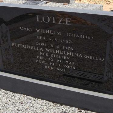 LOTZE Carl Wilhelm 1922-1975 & Petronella Wilhelmina KIRSTEN 1923-2003