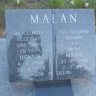 MALAN Hennie 1900-1978 & Maxie 1904-2001