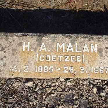 MALAN H.A. nee COETZEE 1885-1967