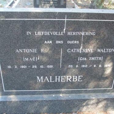 MALHERBE Antonie F. 1901-1981 & Catherine Walton SMITH 1912-1971