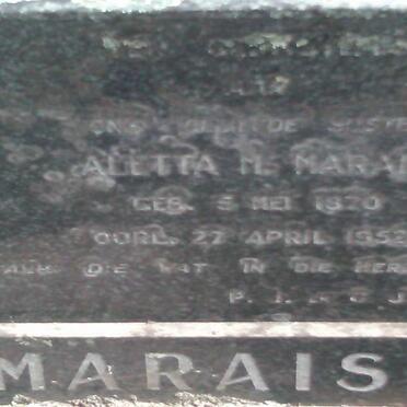 MARAIS Aletta M. 1870-1952