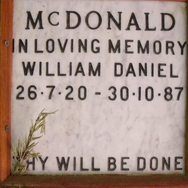 McDONALD William Daniel 1920-1987