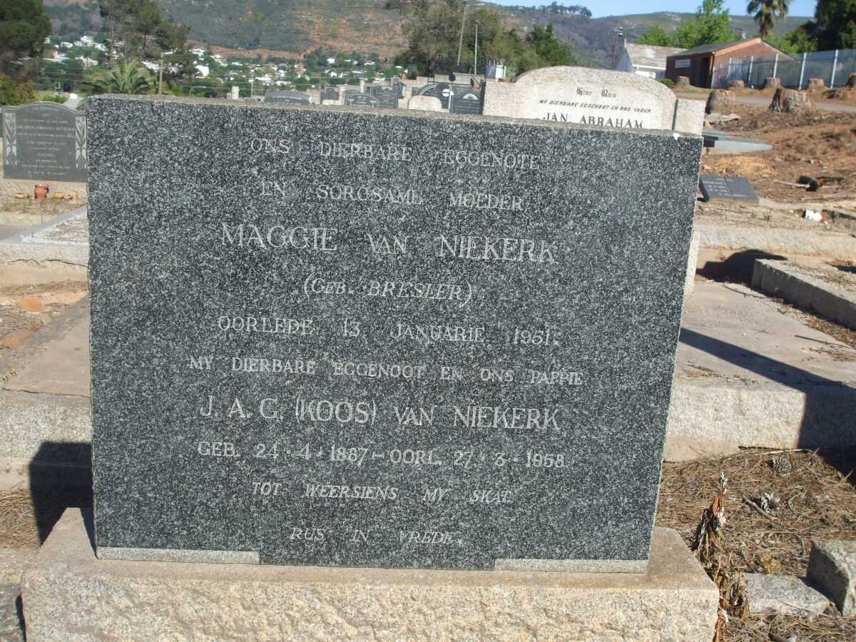 NIEKERK J.A.G., van 1887-1958 &amp; Maggie BRESLER -1951