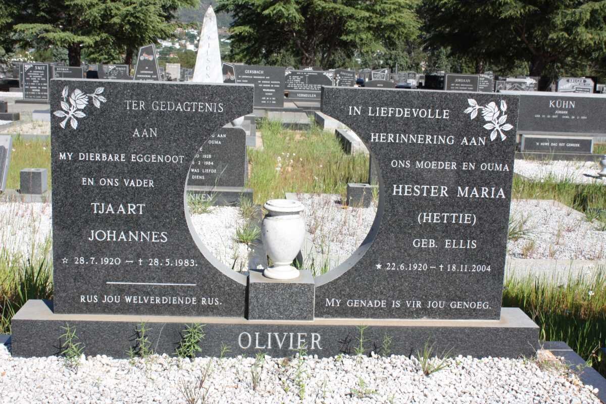 OLIVIER Tjaart Johannes 1920-1983 &amp; Hester Maria ELLIS 1920-2004