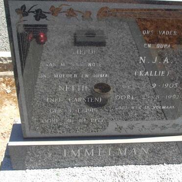 IMMELMAN N.J.A. 1905-1992 & Nettie CARSTEN 1915-1977