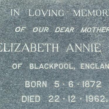 REA Elizabeth Annie 1872-1962