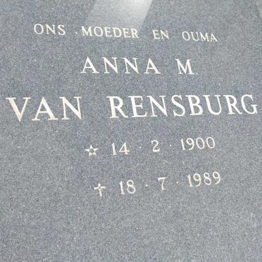 RENSBURG Anna M., van 1900-1989