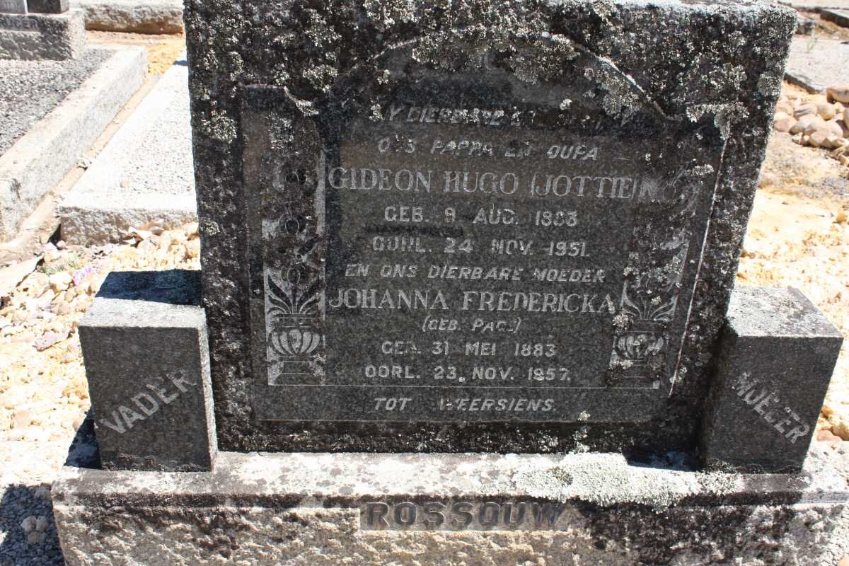 ROSSOUW Gideon Hugo 1883-1951 &amp; Johanna Fredericka PAGE 1883-1957