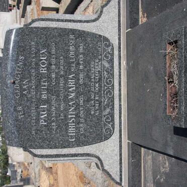 ROUX Paul 1901-1950 &amp; Christina Maria LOUBSER 1905-1983