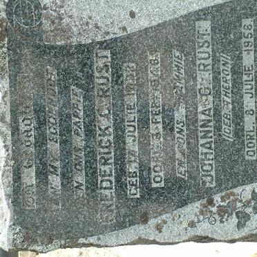 RUST Frederick C. 1892-1946 &amp; Johanna C. THERON -1956