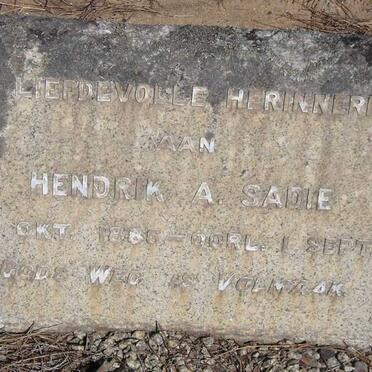 SADIE Hendrik A. 1886-1940