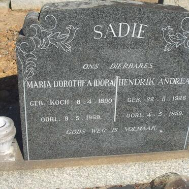 SADIE Hendrik Andreas 1926-1959 & Maria Dorothea KOCH 1890-1969