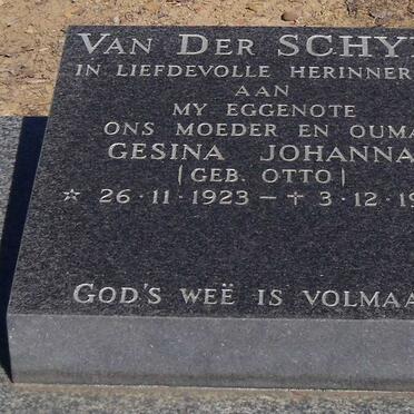 SCHYFF Gesina Johanna, van der nee OTTO 1923-1995