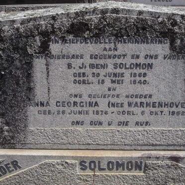 SOLOMON B.J. 1869-1940 & Anna Georgina WARMENHOVEN 1876-1952