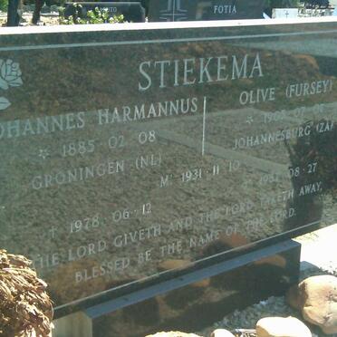 STIEKEMA Johannes Hermannus 1885-1978 & Olive FURSEY 1905-1987