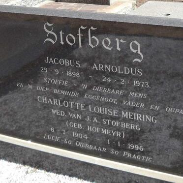 STOFBERG Jacobus Arnoldus 1898-1973 & Charlotte Louise MEIRING voorheen STOFBERG nee HOFMEYER 1904-1996