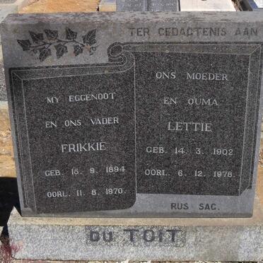 TOIT Frikkie, du 1894-1970 &amp; Lettie 1902-1978