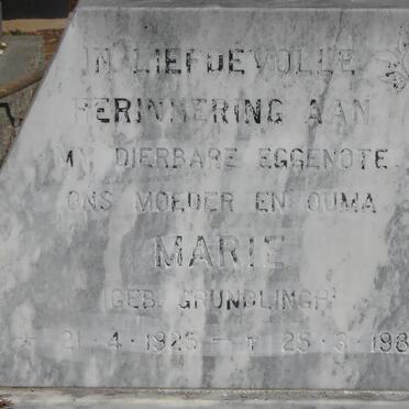 ? Marie nee GRUNDLINGH 1925-1986