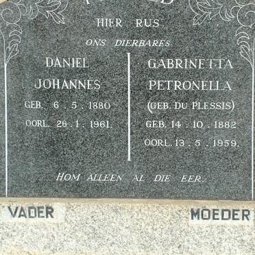? Daniel Johannes 1880-1961 &amp; Gabrinetta Petronella 1882-1959