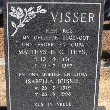 VISSER Matthys H.C. 1915-1987 &amp; Isabella 1919-1998