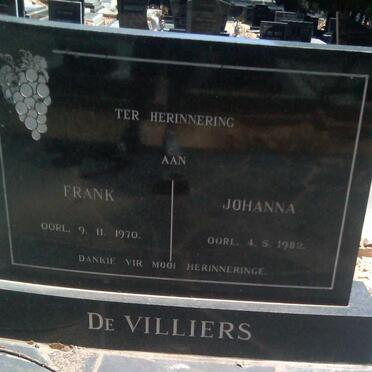 VILLIERS Frank, de -1970 &amp; Johanna -1982
