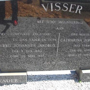 VISSER Gerrit Johannes Jakobus 1884-1977 &amp; Catharina Johanna Maria VERMEULEN 1895-1979