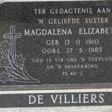 VILLIERS Magdalena Elizabeth, de 1910-1985