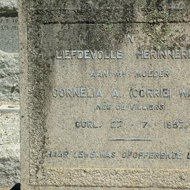WAHL Cornelia A. nee DE VILLIERS -1957
