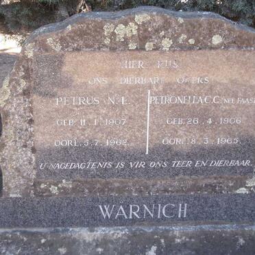 WARNICH Petrus N.L. 1907-1962 & Petronella C.C. FAASEN 1906-1965