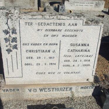 WESTHUIZEN Christiaan J., V.D. 1912-1974 & Susanna Catharina LATEGAN 1914-1959
