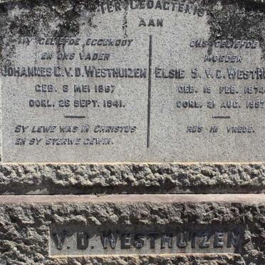 WESTHUIZEN C., V.D. 1867-1941 & Elsie S. 1874-1957