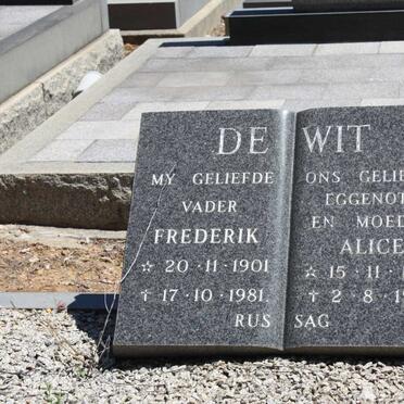 WIT Frederik, de 1901-1981 & Alice 1913-1981