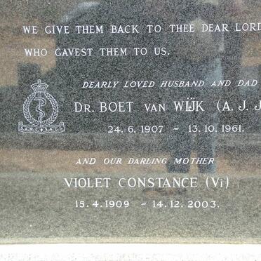 WIJK A.J.J., van 1907-1961 & Violet Constance 1909-2003