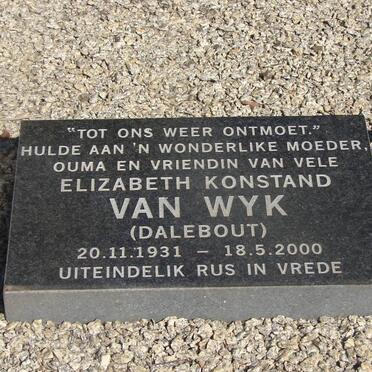 WYK Elizabeth Konstand, van nee DALEBOUT 1931-2000